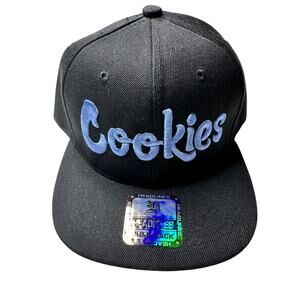 Headlines Cookies Embroidered Logo Snapback Black/Blue Men's Hat NEW